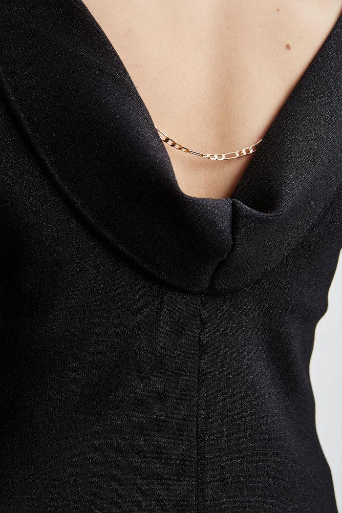 Elie Tahari Draped Chain Lurex Sweater NOIR LUREX