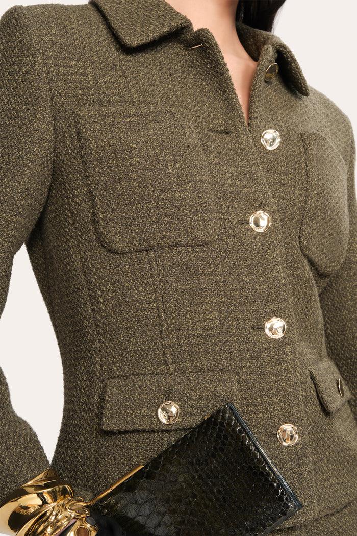 Elie Tahari Ella Tweed Jacket OLIVE