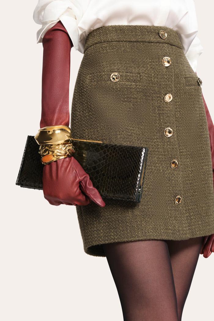 Elie Tahari Ella Tweed Skirt OLIVE
