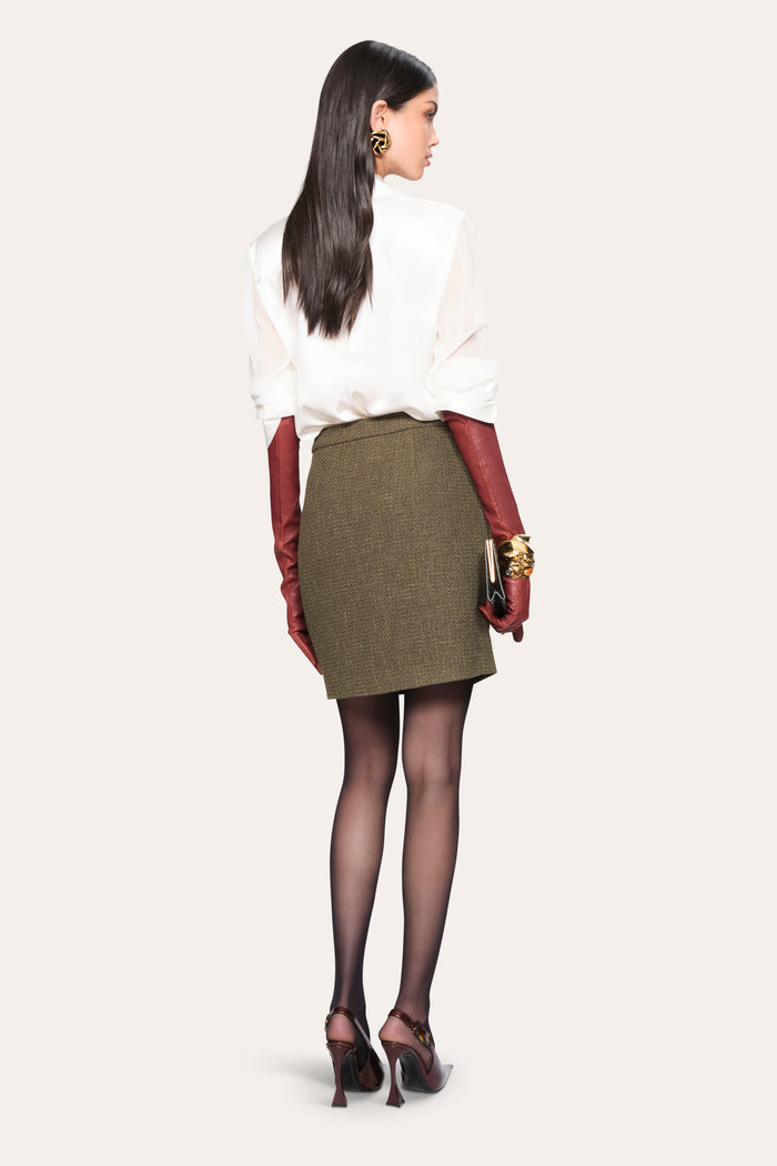 Elie Tahari Ella Tweed Skirt OLIVE