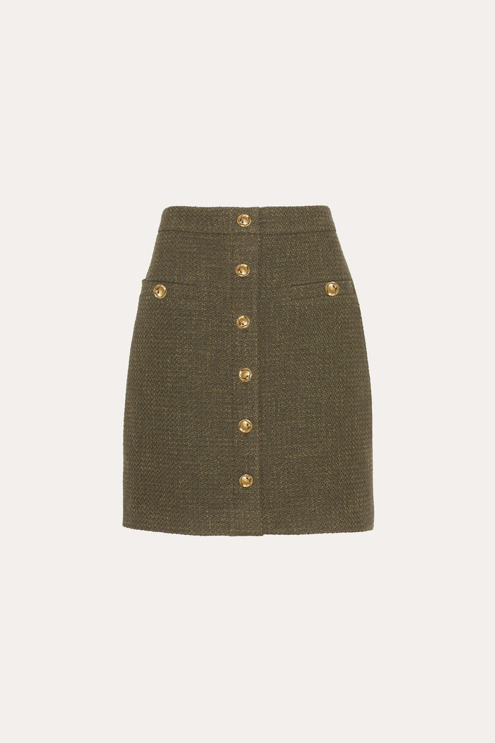 Elie Tahari Ella Tweed Skirt OLIVE