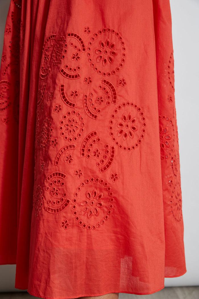 Elie Tahari Embroidered Midi Dress JUPITER GLOW