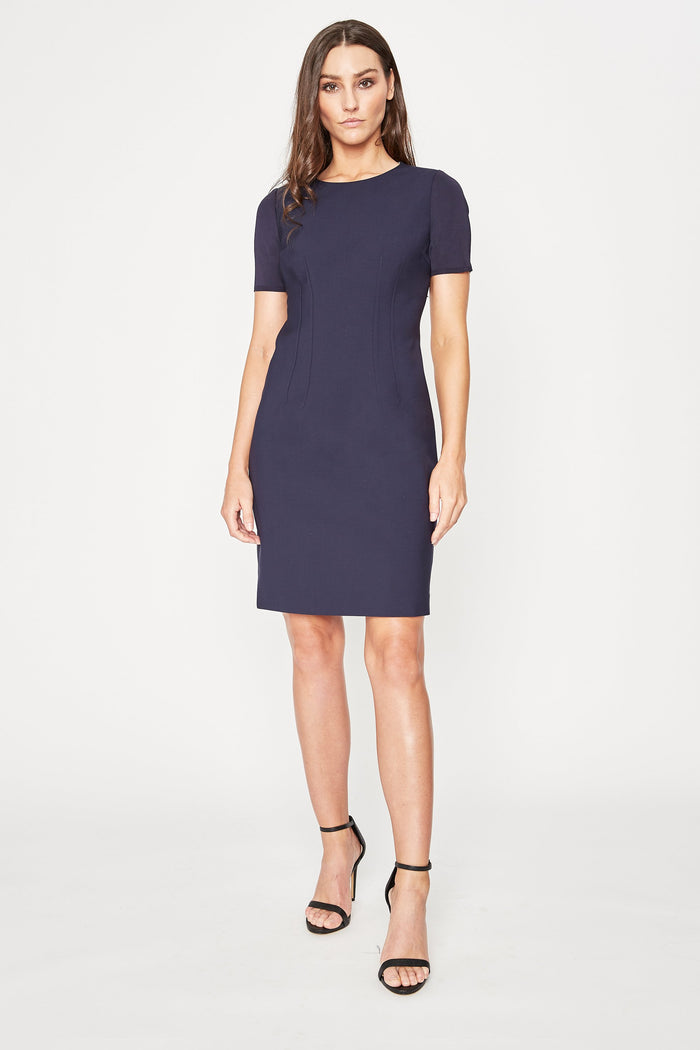Elie Tahari Emory Short Sleeve Dress Navy Yard