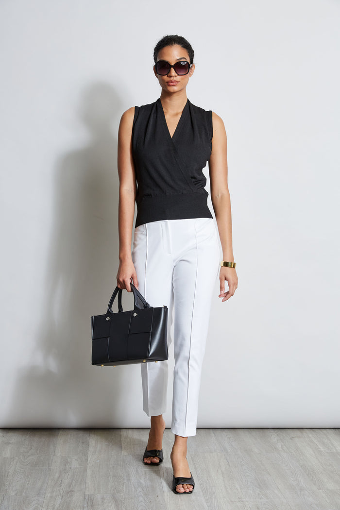 Elie Tahari Faux Wrap Sweater BLACK