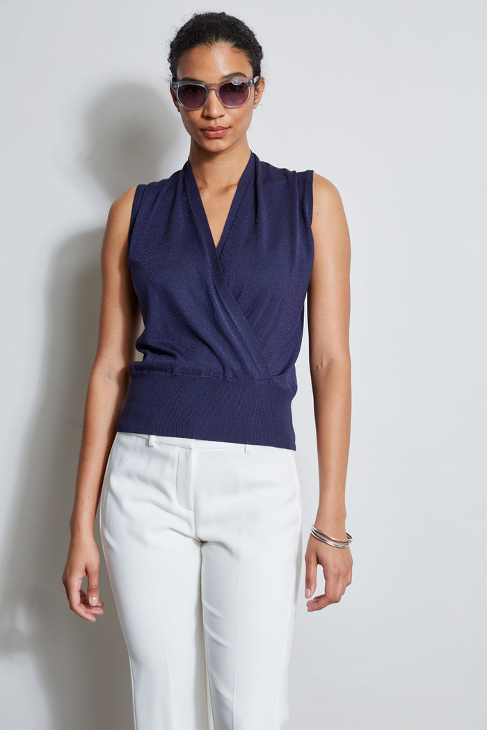 Elie Tahari Faux Wrap Sweater STARGAZER