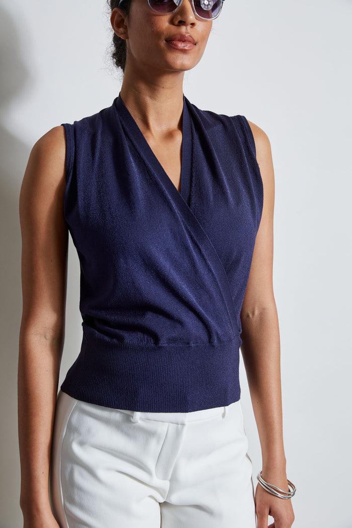 Elie Tahari Faux Wrap Sweater STARGAZER