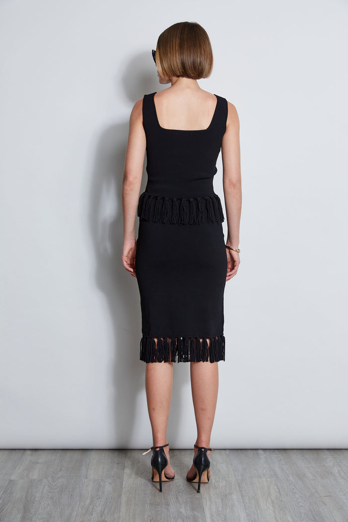 Elie Tahari Fringe Hem Knit Skirt NOIR