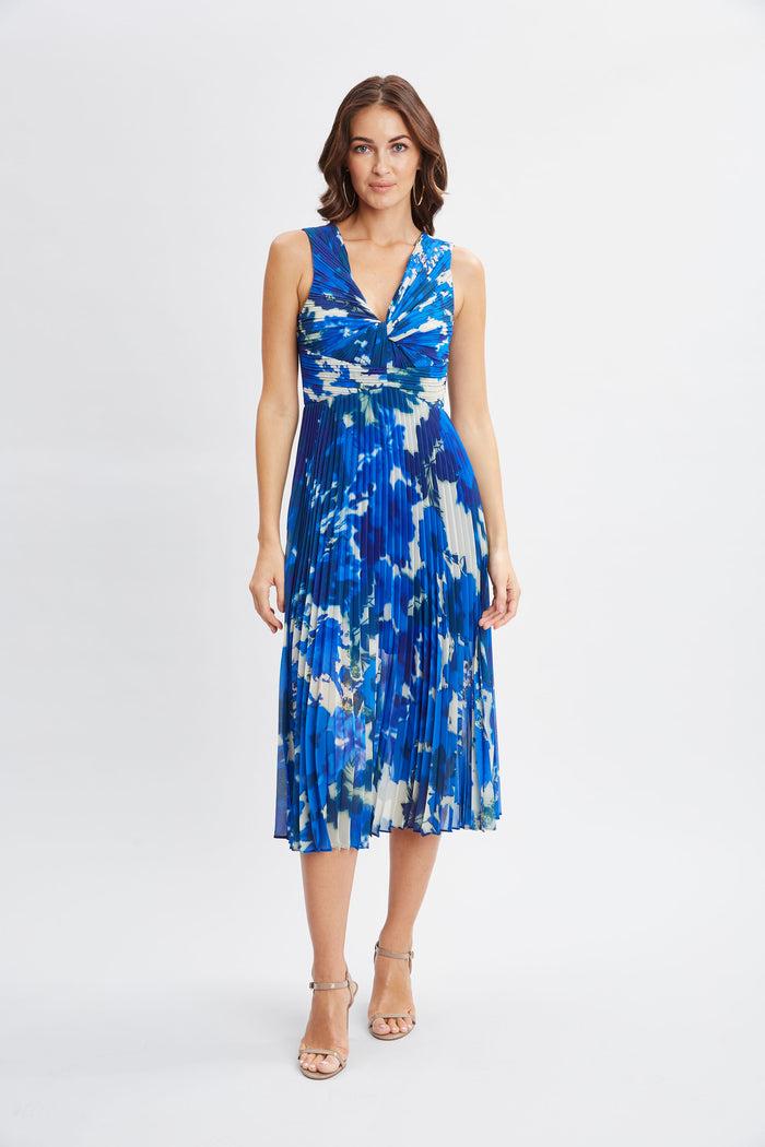 Elie Tahari Garden Printed Twist Midi Dress MULTI