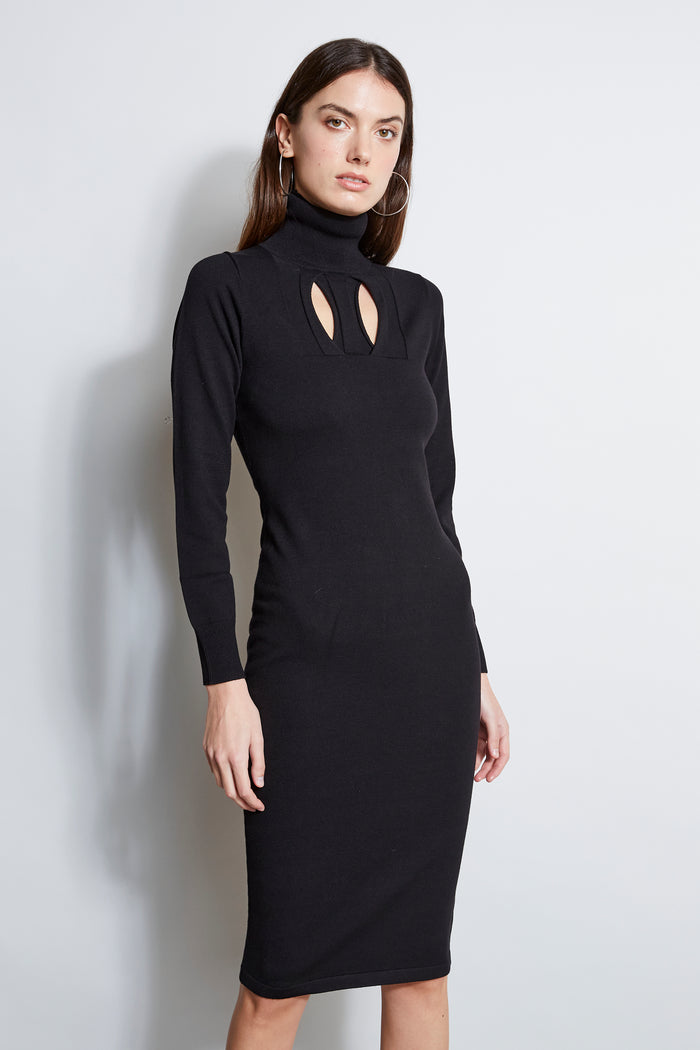 Elie Tahari Geometric Keyhole Dress BLACK