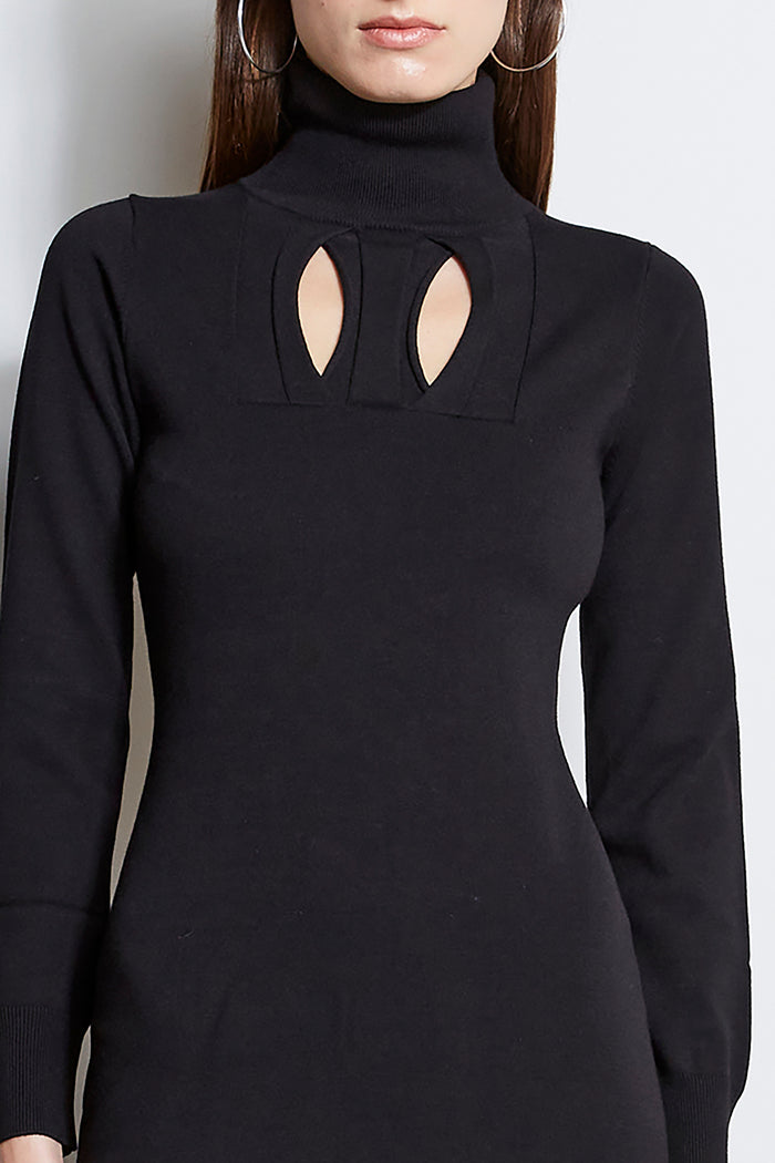 Elie Tahari Geometric Keyhole Dress BLACK