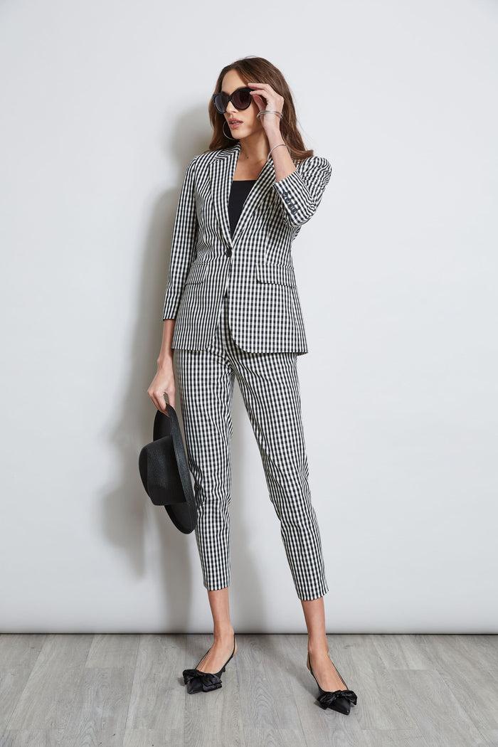 Elie Tahari Gingham Blazer BLACK-WHITE
