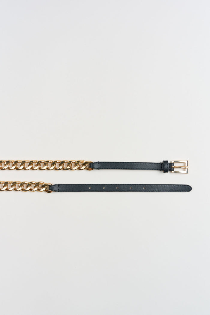 Elie Tahari Gold Chain Belt Black-Gold