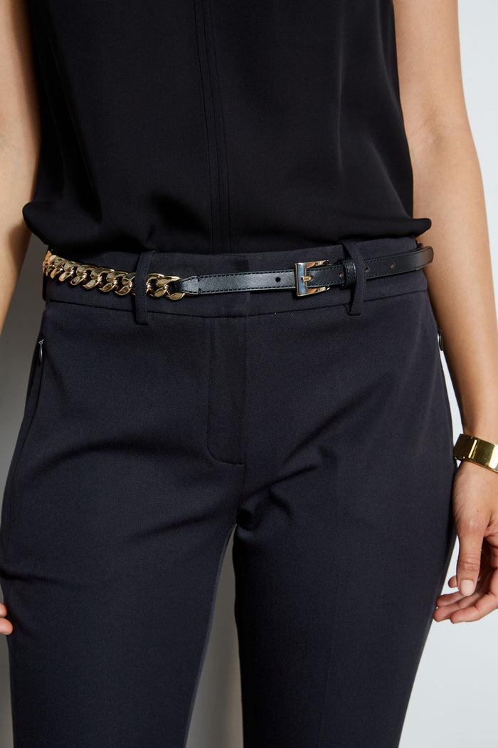 Elie Tahari Gold Chain Belt Black-Gold