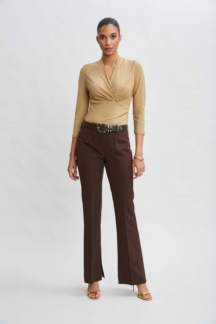 Elie Tahari Inseam Slit Flare Pant WOOD