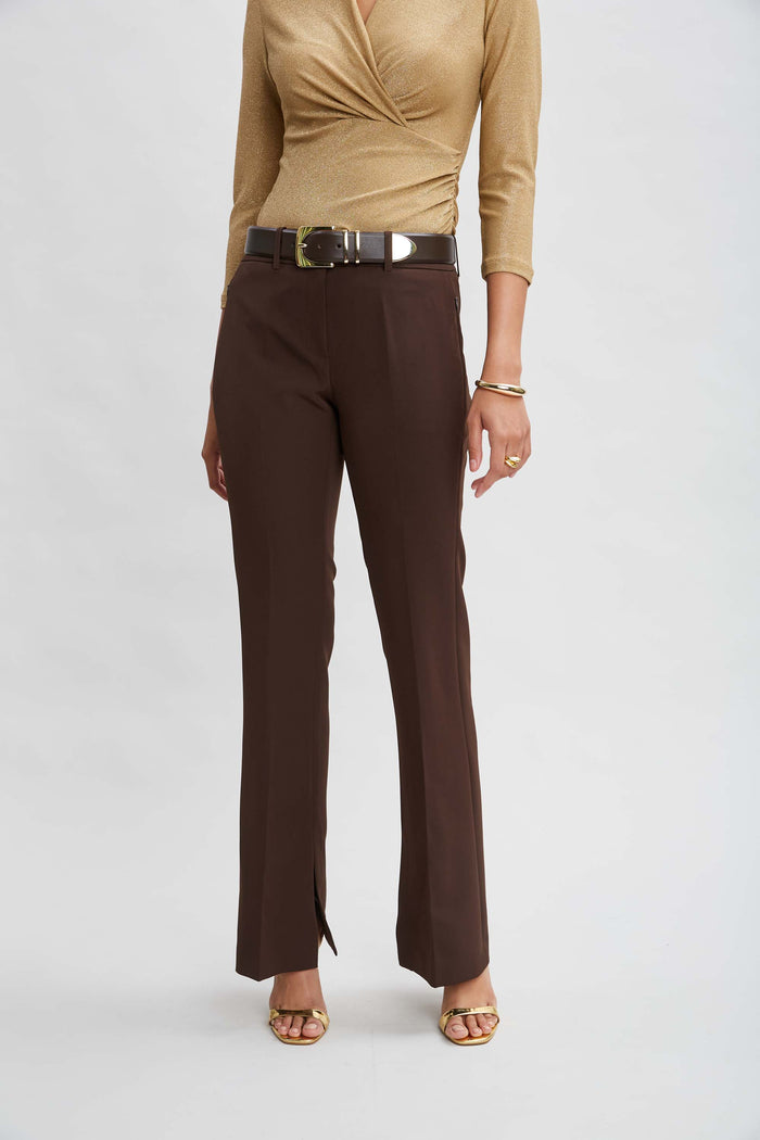 Elie Tahari Inseam Slit Flare Pant WOOD