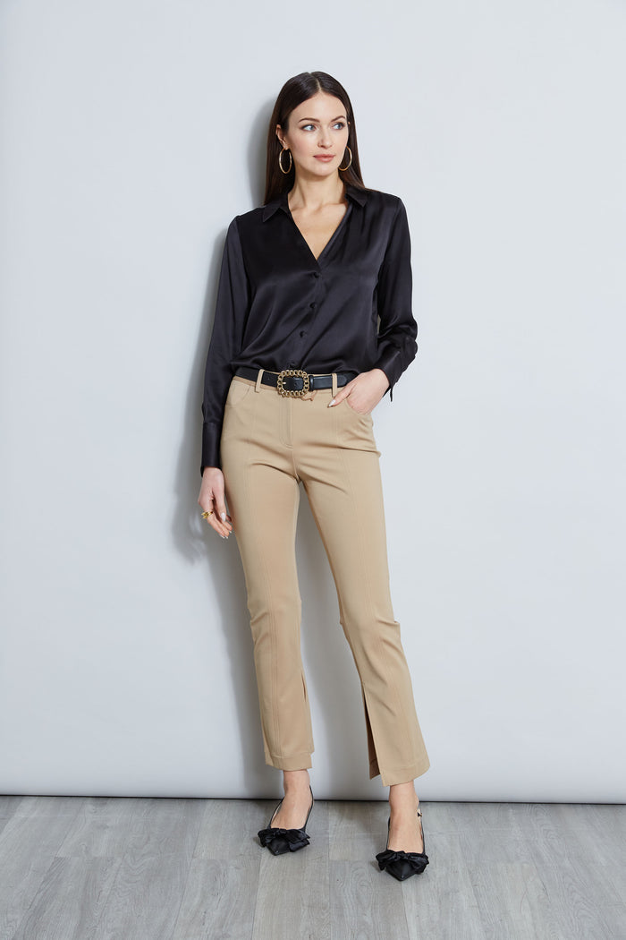 Elie Tahari Inseam Slit Ponte Pant SANDCASTLE