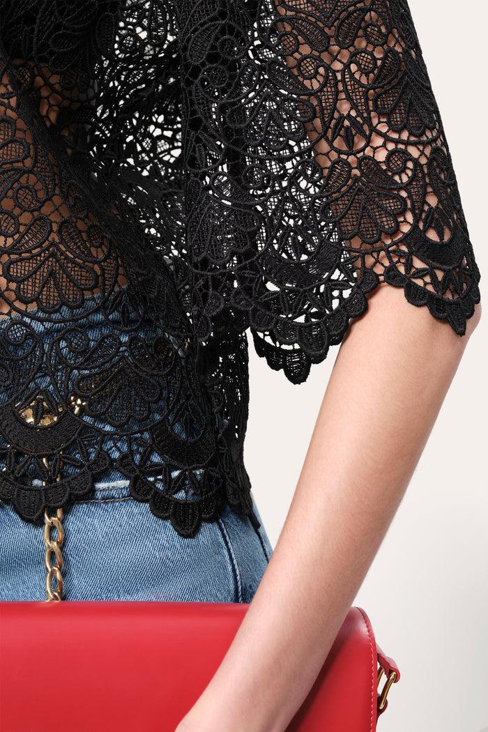 Elie Tahari Jackie Lace Shirt BLACK