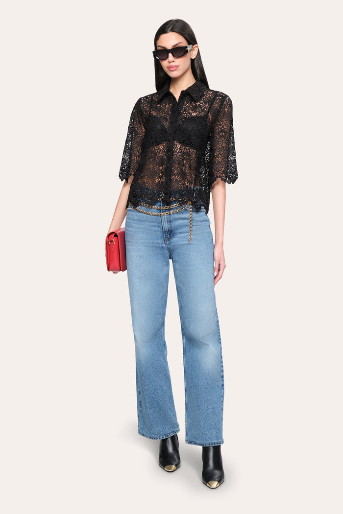 Elie Tahari Jackie Lace Shirt BLACK