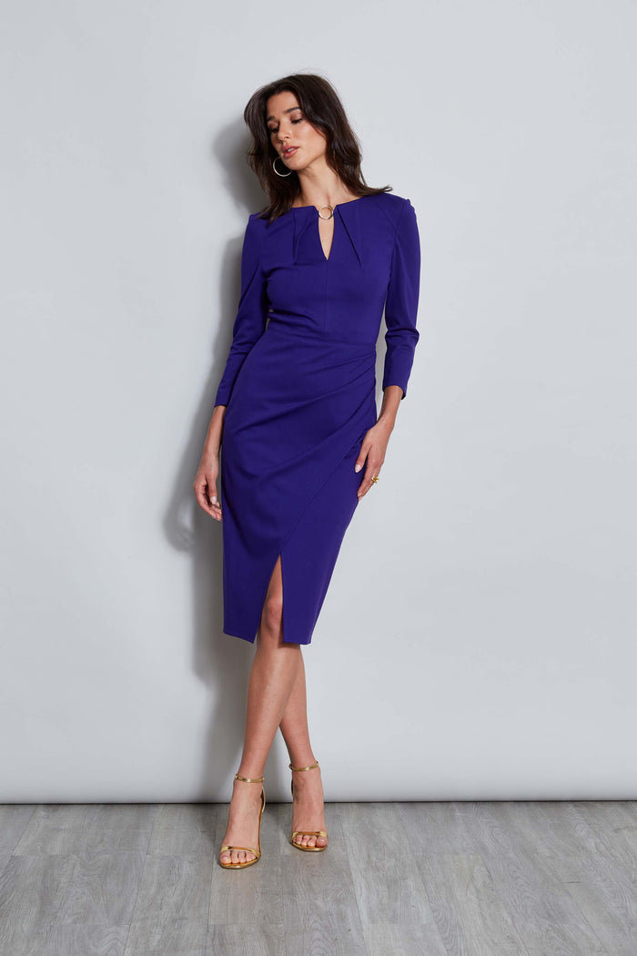 Elie Tahari Keyhole Ring Wrap Dress GRAPE