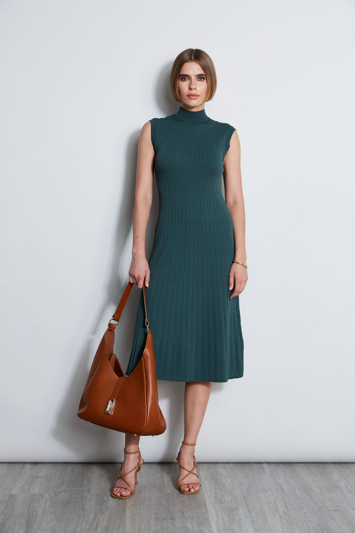 Elie Tahari Knit Midi Dress BOTTLE GREEN