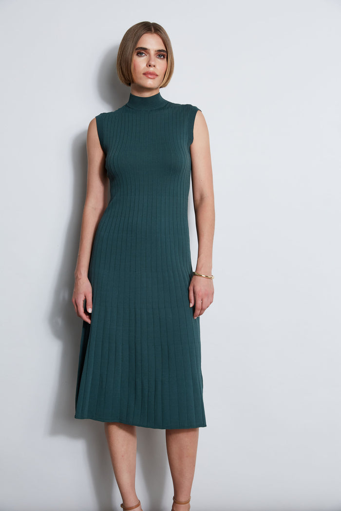 Elie Tahari Knit Midi Dress BOTTLE GREEN