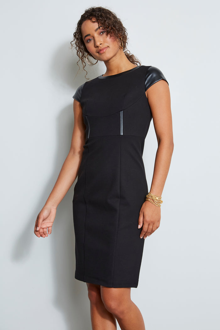 Elie Tahari Knit Vegan Dress BLACK