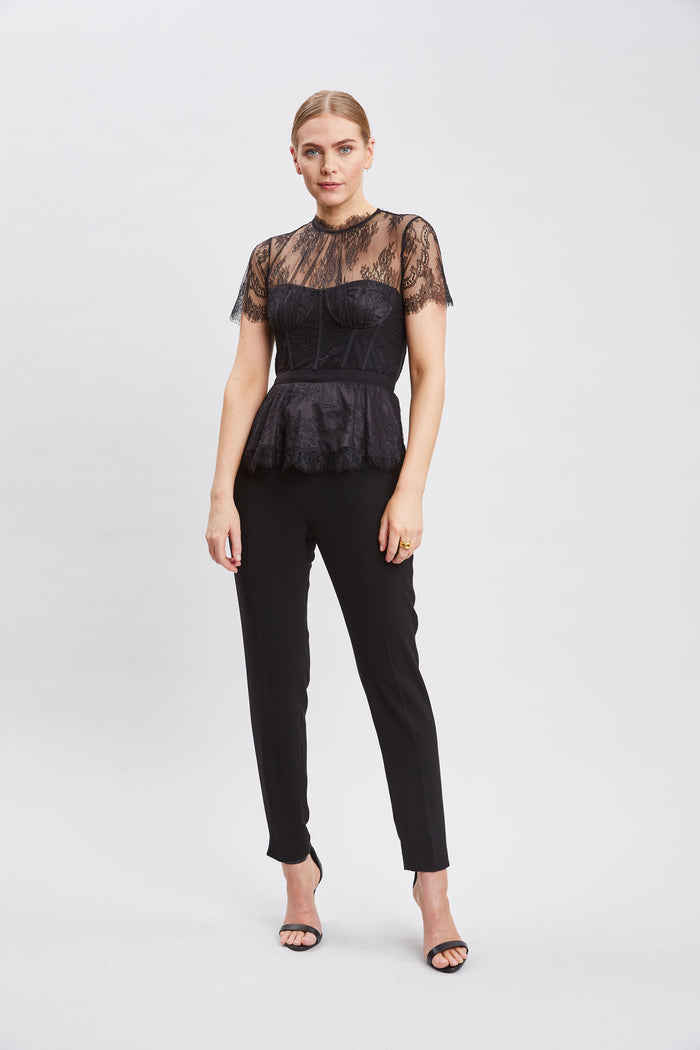 Elie Tahari Lace Corset Top BLACK