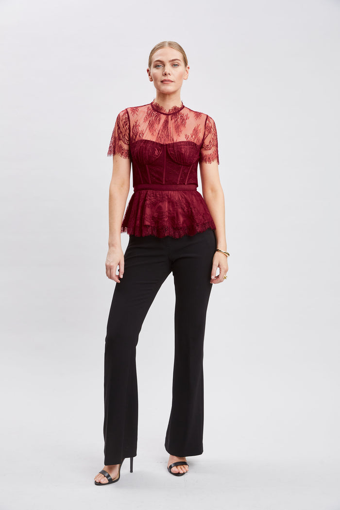 Elie Tahari Lace Corset Top SCARLET