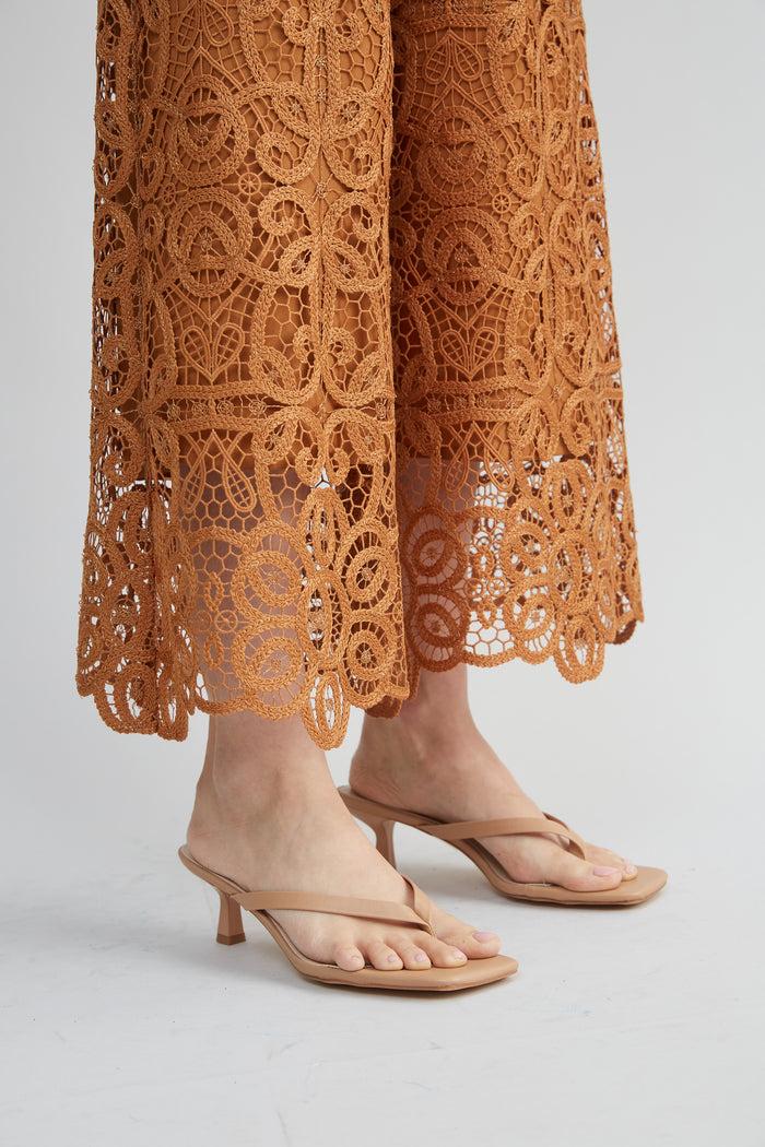 Elie Tahari Lace Palazzo Pant CARAMEL