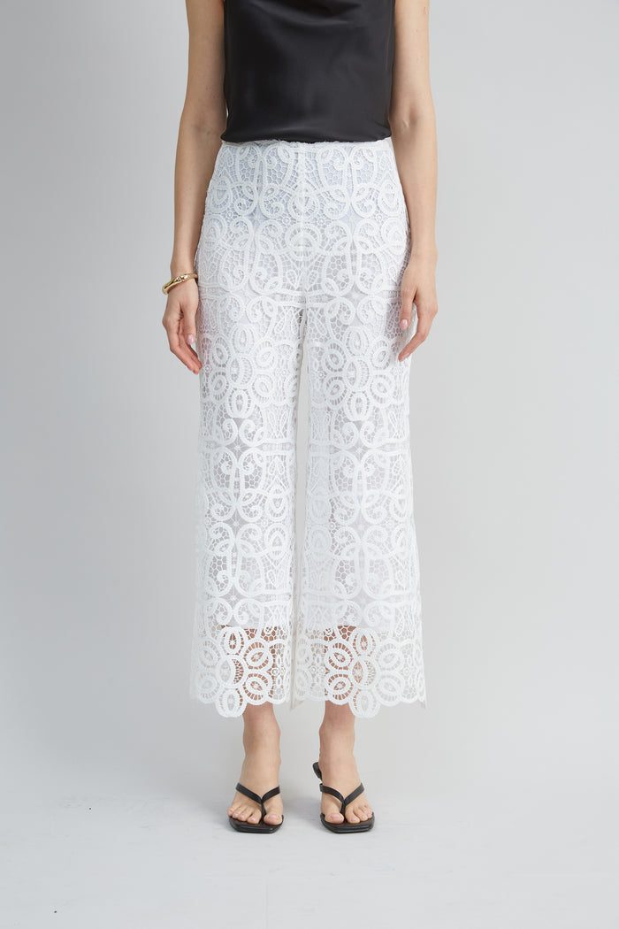 Elie Tahari Lace Palazzo Pant WHITE