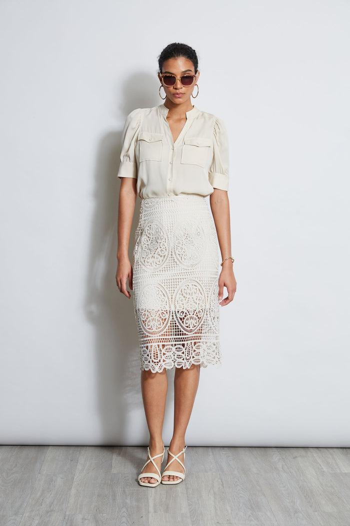 Elie Tahari Lace Skirt FLOUR