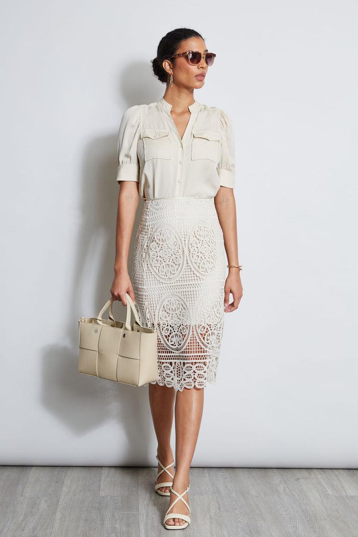 Elie Tahari Lace Skirt FLOUR