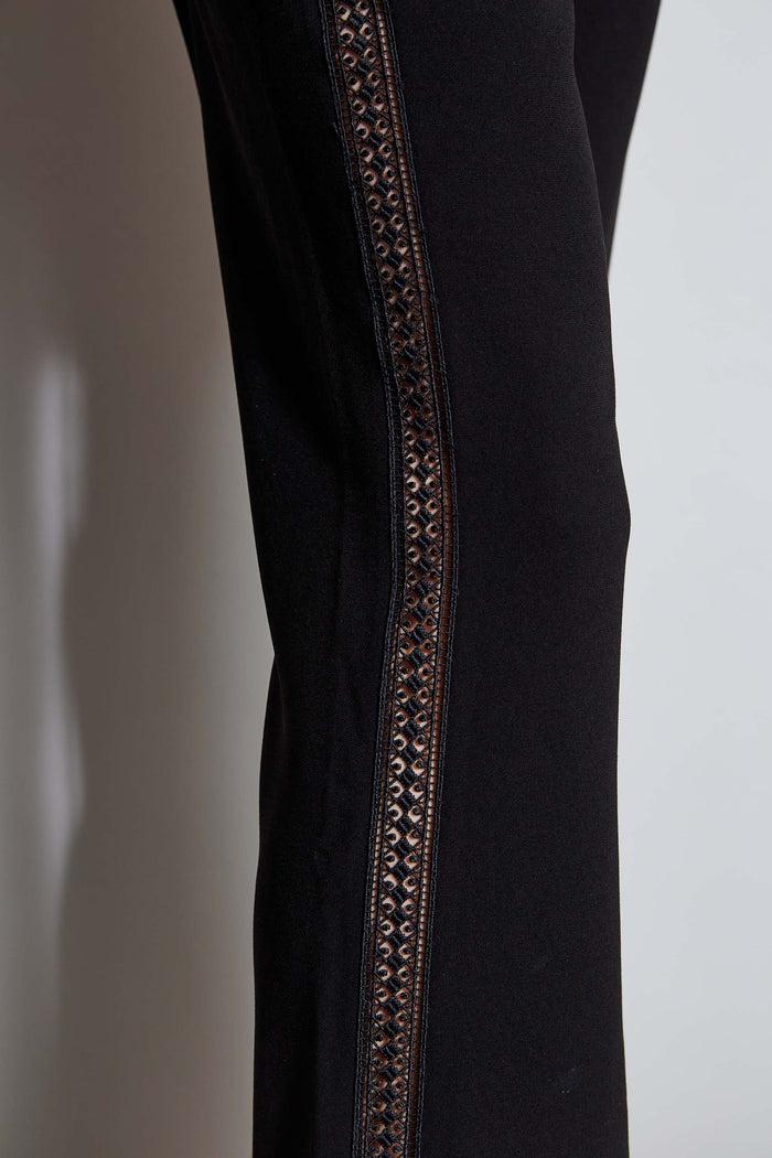 Elie Tahari Lace Trim Fit & Flare Pant BLACK
