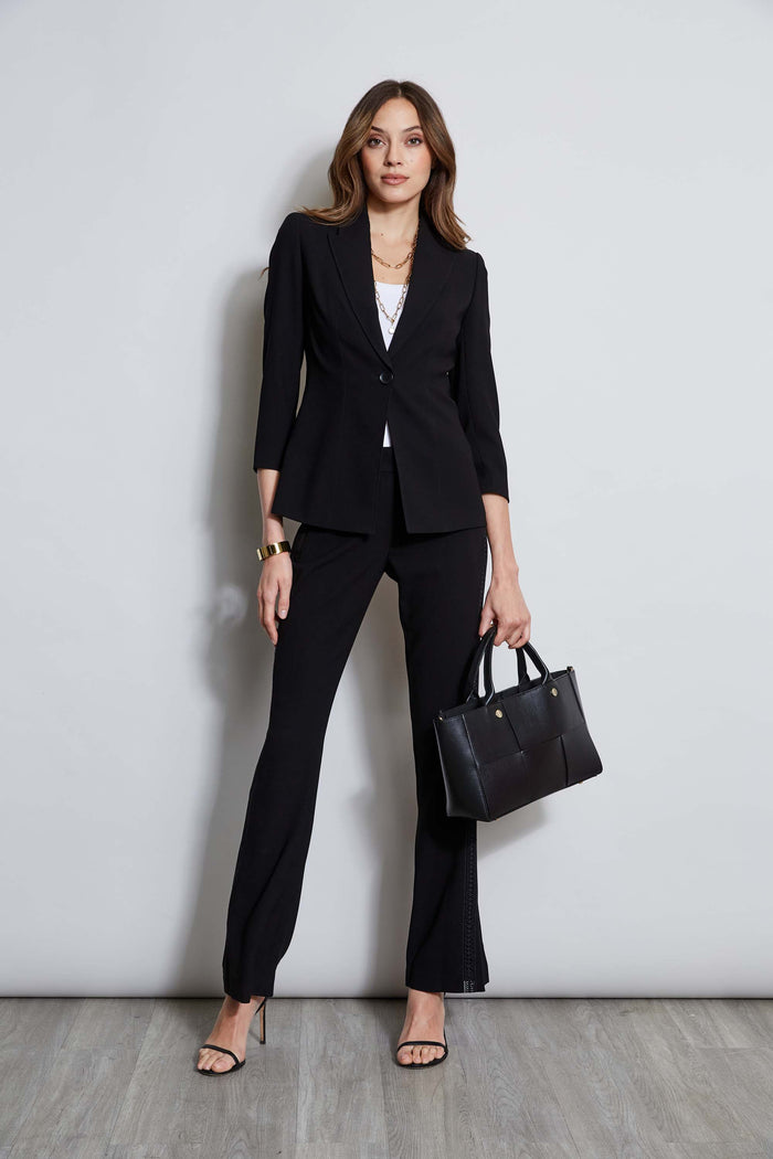 Elie Tahari Lace Trim Fit & Flare Pant BLACK