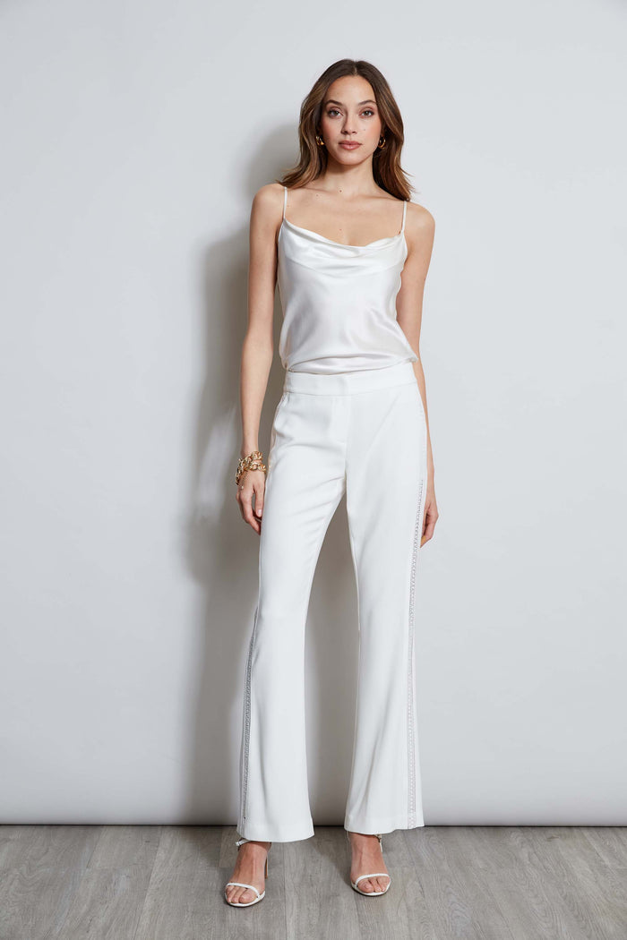 Elie Tahari Lace Trim Fit & Flare Pant FOAM