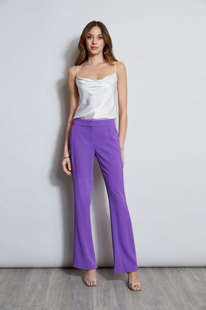 Elie Tahari Lace Trim Fit & Flare Pant VIOLET