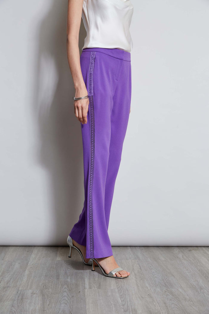 Elie Tahari Lace Trim Fit & Flare Pant VIOLET