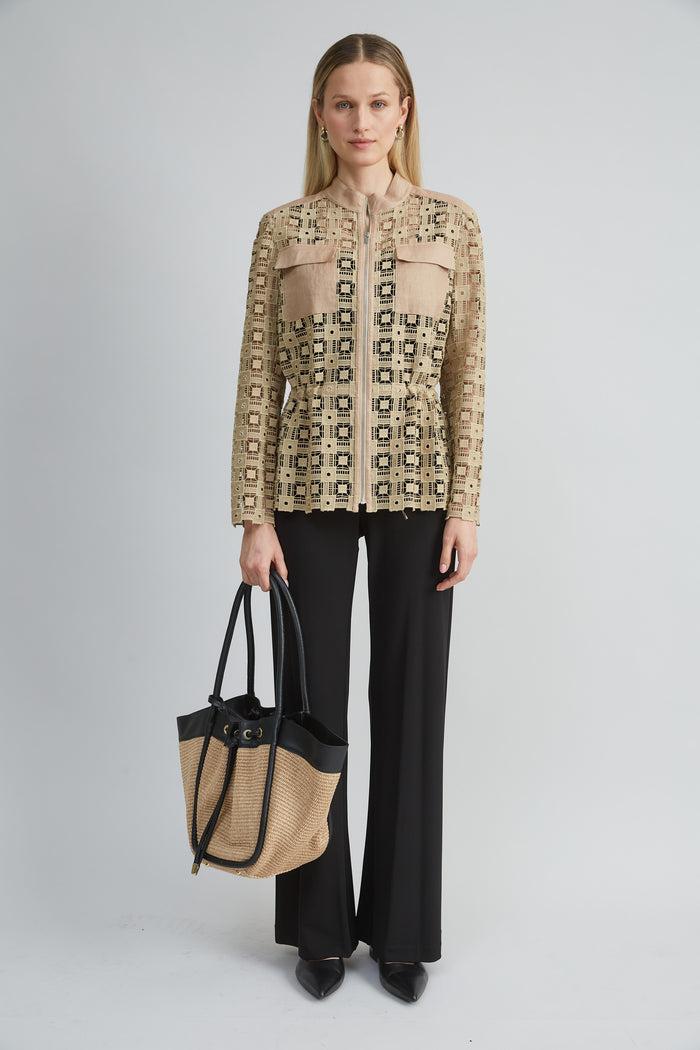 Elie Tahari Lace Utility Jacket SANDCASTLE