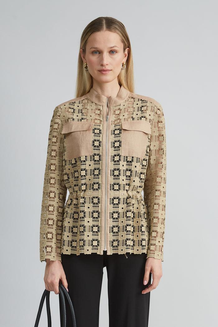Elie Tahari Lace Utility Jacket SANDCASTLE