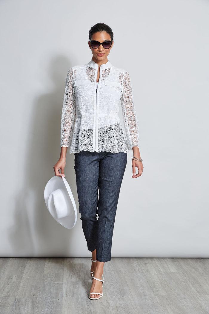 Elie Tahari Lace Utility Jacket WHITE