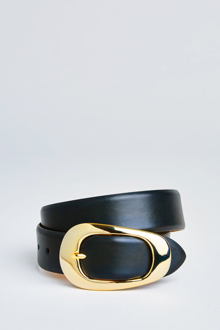Elie Tahari Lava Contour Belt Black-Gold