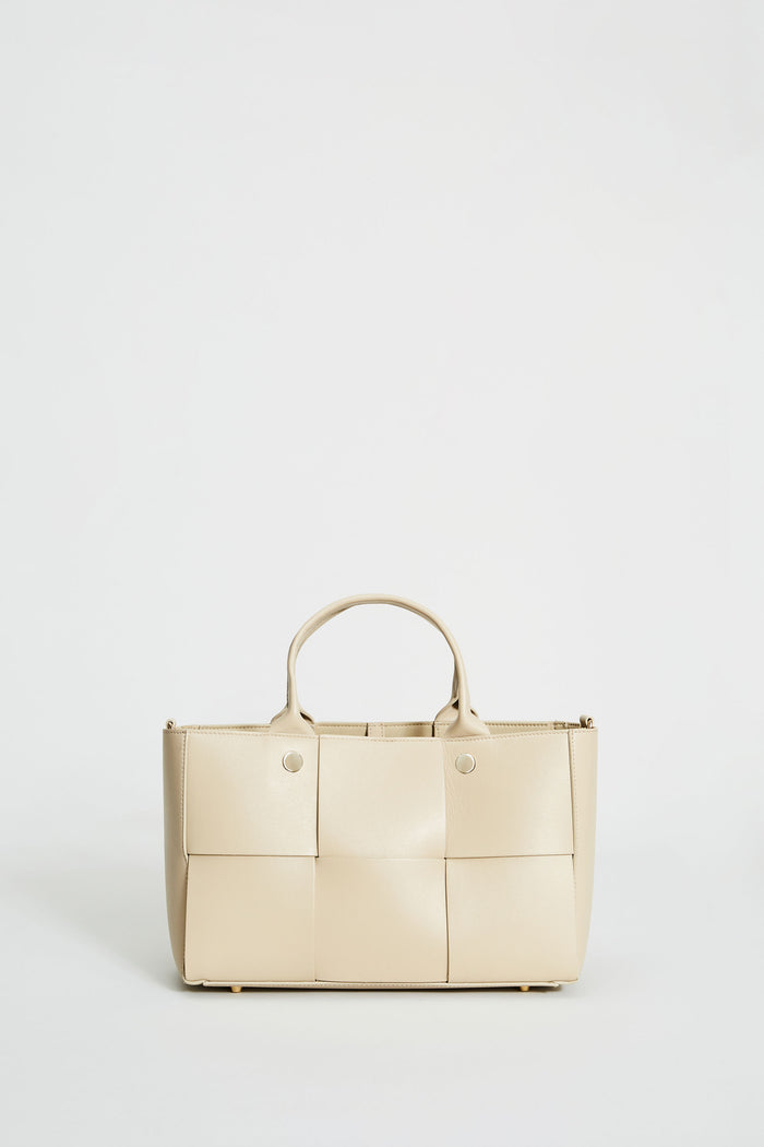 Elie Tahari Leather Weave Handbag OYSTER