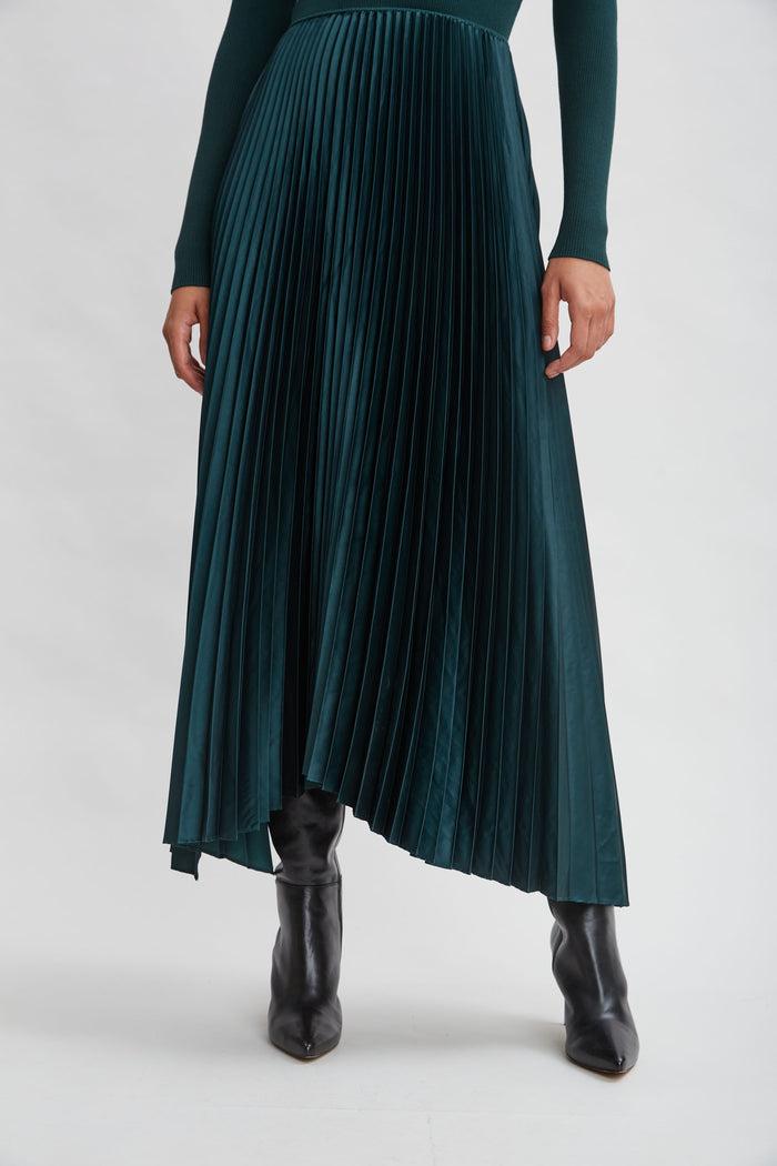 Elie Tahari Long Sleeve Knit Pleated Dress JUNIPER
