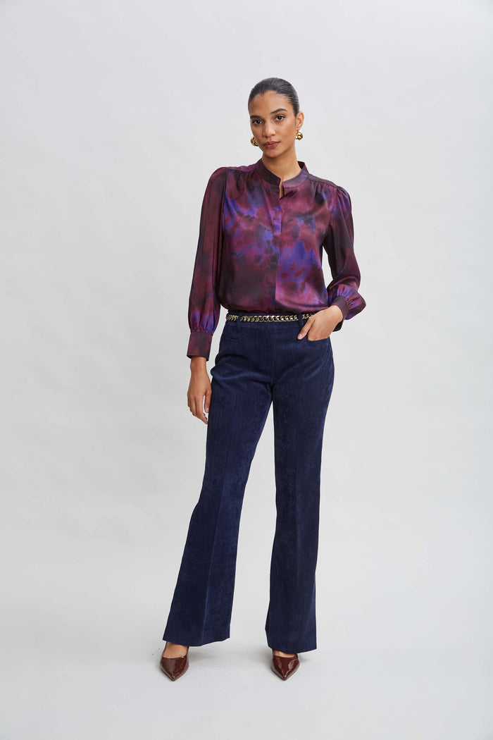 Elie Tahari Marble Button Down Shirt PURPLE MULTI
