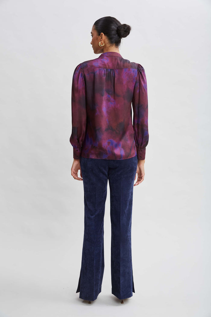Elie Tahari Marble Button Down Shirt PURPLE MULTI