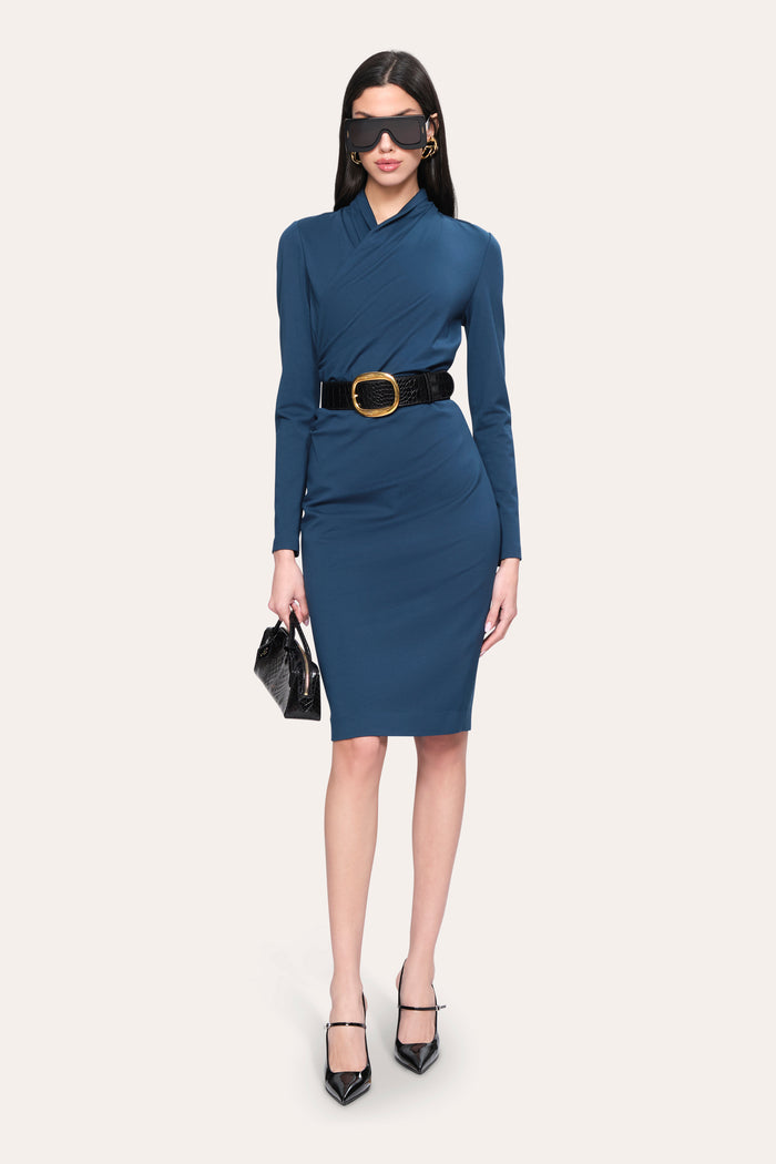 Elie Tahari Margaux Ruched Dress DEEP TEAL