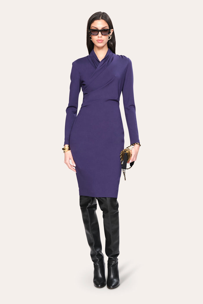Elie Tahari Margaux Ruched Dress STORM BLUE