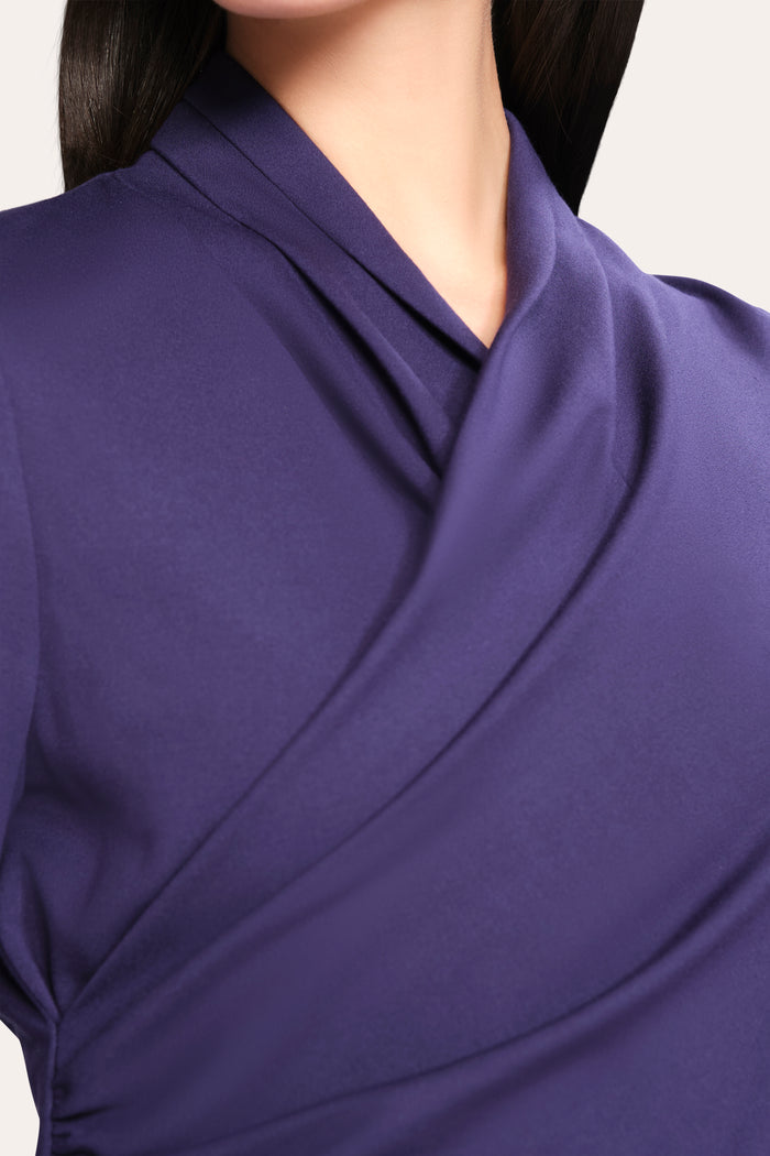 Elie Tahari Margaux Ruched Dress STORM BLUE