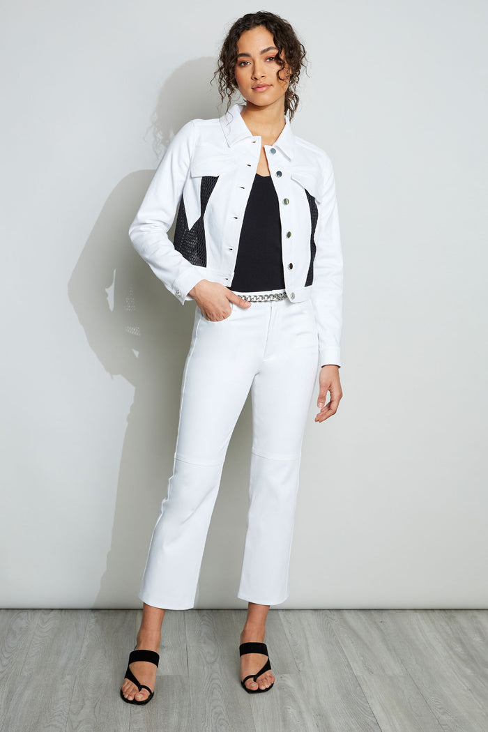Elie Tahari Mesh Denim Jacket WHITE