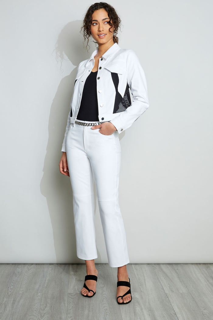 Elie Tahari Mesh Denim Jacket WHITE